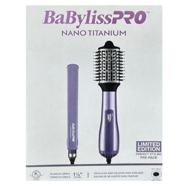 Combo Cepillo Secador 2.5" y Plancha Iónica 1¼" BaBylissPRO BNTLVPP44SR Bntlvpp44sr.1