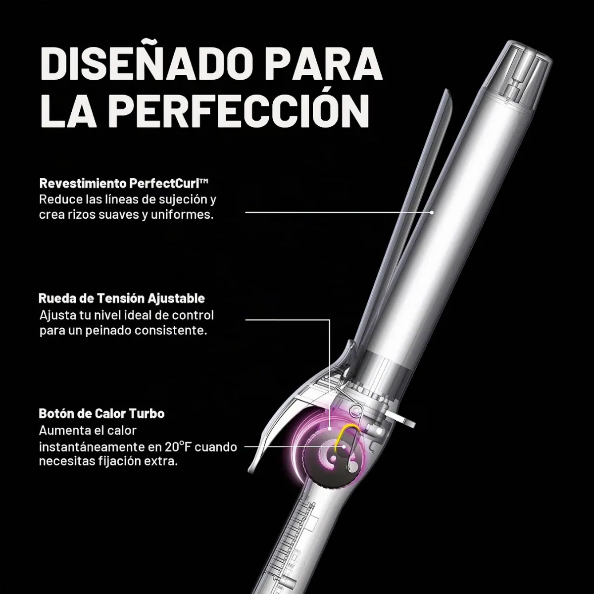 Pinza Rizadora 1 25mm 7 Temperaturas Babylisspro Nano Titanium Tubo Extra Largo Bntsc100 3.webp